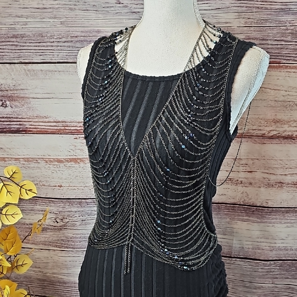 NEW GUNMETAL BEADED BODY CHAIN - Picture 8 of 14